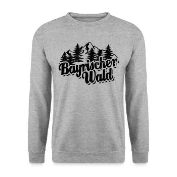 Bayrischer Wald - Wald und Berge Wandern Erholung - Unisex Pullover - Weißgrau meliert - Vorne - Alina (178cm) & Michal (187cm)
