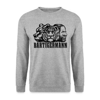 Bärtiger Mann, Bär Tiger Mann, Vater, Papa - Unisex Pullover - Weißgrau meliert - Vorne - Alina (178cm) & Michal (187cm)