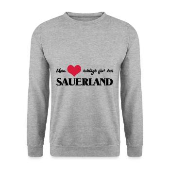 my heart beats for the Sauerland - Unisex Sweatshirt - salt & pepper - Front - Alina (178cm) & Michal (187cm)