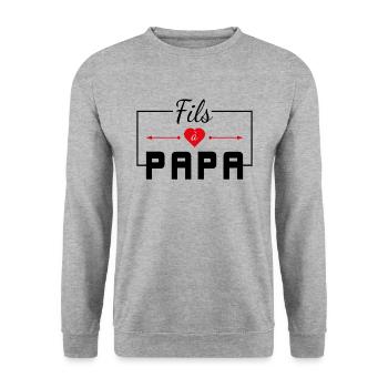 Fils à papa - T Shirt (Tee Shirt) cadeau fils - Sweat-shirt Unisexe - gris chiné - Devant - Alina (178cm) & Michal (187cm)