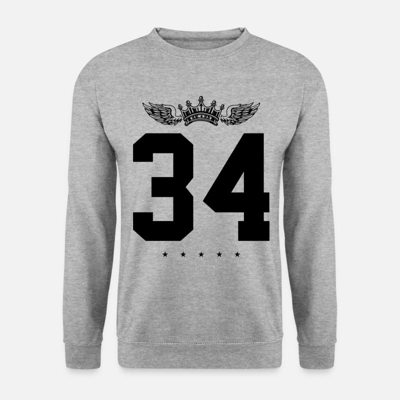 34 Zahl Krone - Unisex Pullover - Weißgrau meliert