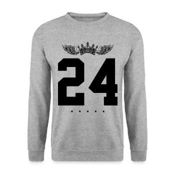 24 Zahl Krone - Unisex Pullover - Weißgrau meliert - Vorne - Alina (178cm) & Michal (187cm)