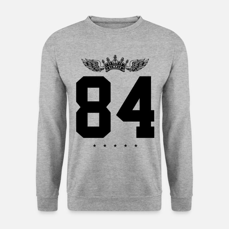 84 Zahl Krone - Unisex Pullover - Weißgrau meliert