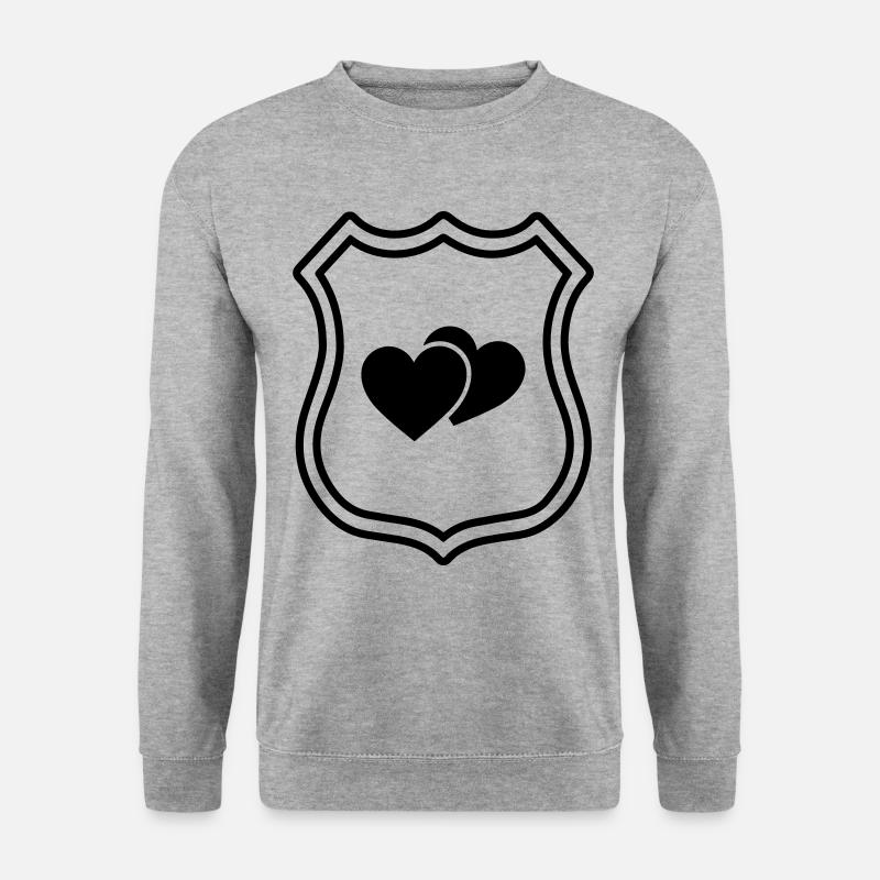 Herzen Symbol Wappen - Unisex Pullover - Weißgrau meliert