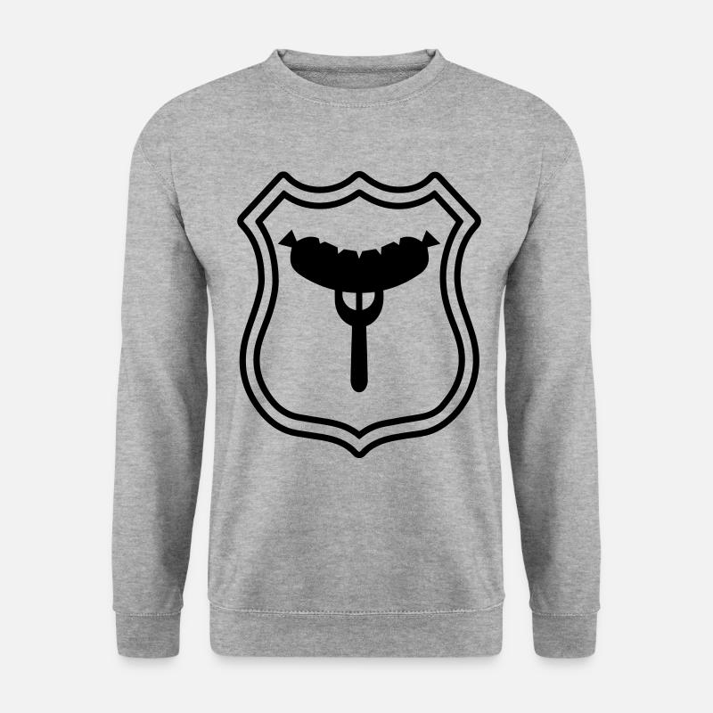 Wurst Gabel Wappen - Unisex Pullover - Weißgrau meliert