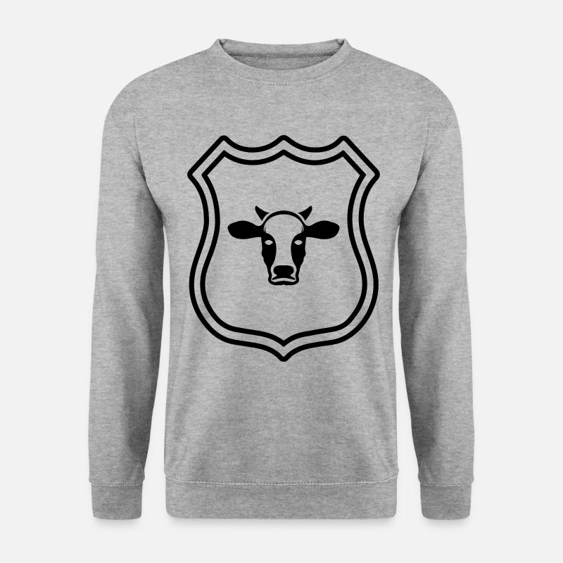 Kuh Kopf Wappen - Unisex Pullover - Weißgrau meliert