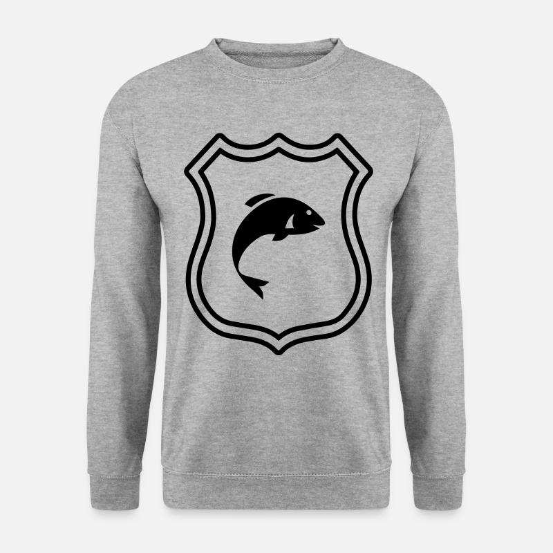 Fisch Wappen - Unisex Pullover - Weißgrau meliert
