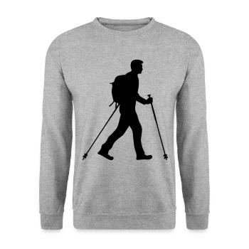 Nordic Walking Man Silhouette - Unisex Sweatshirt - salt & pepper - Front - Alina (178cm) & Michal (187cm)