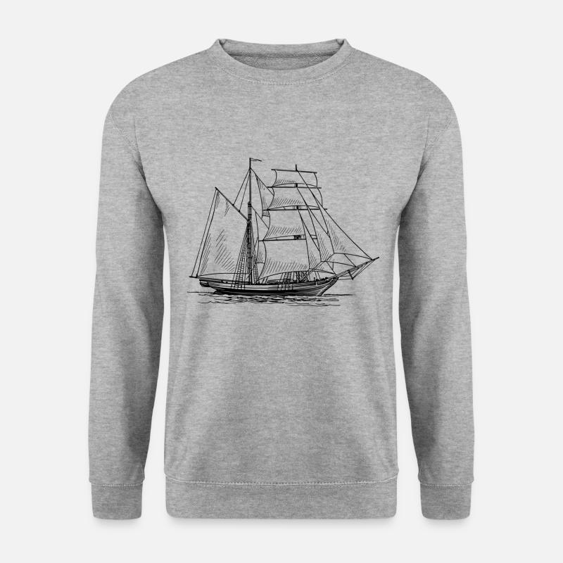 Segelschiff - Unisex Pullover - Weißgrau meliert