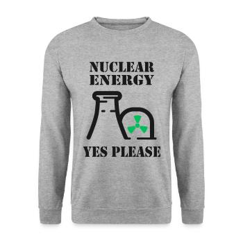 Kernenergie, Ja bitte, Atomkraft - Unisex Pullover - Weißgrau meliert - Vorne - Alina (178cm) & Michal (187cm)