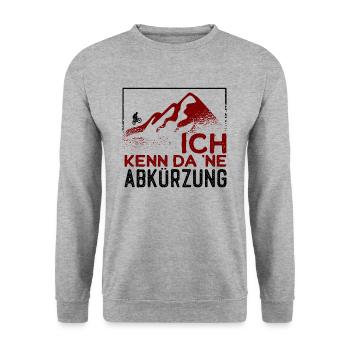 Mountainbike MTB - Ich kenn da ne Abkürzung ! - Unisex Pullover - Weißgrau meliert - Vorne - Alina (178cm) & Michal (187cm)