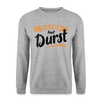 Vater hat Durst - Vatertag - Trinken - Männertag - Unisex Pullover - Weißgrau meliert - Vorne - Alina (178cm) & Michal (187cm)