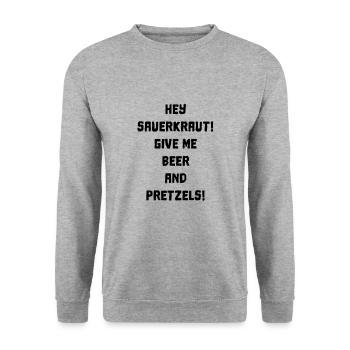 Choucroute, bière et bretzels - Sweat-shirt Unisexe - gris chiné - Devant - Alina (178cm) & Michal (187cm)