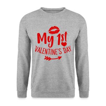 Mon premier cadeau d'amour de Saint Valentin - Sweat-shirt Unisexe - gris chiné - Devant - Alina (178cm) & Michal (187cm)