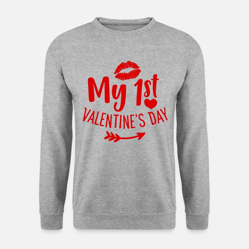 My 1st Valentine s Day Love Gift - Unisex Pullover - Weißgrau meliert