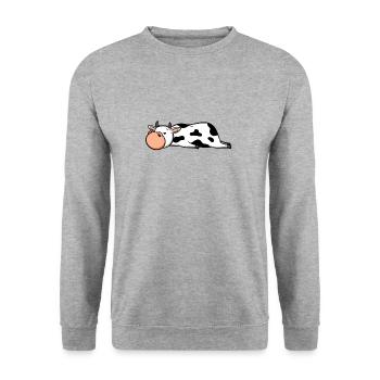 Vache fatiguée | cadeau mignon doux amour des animaux - Sweat-shirt Unisexe - gris chiné - Devant - Alina (178cm) & Michal (187cm)
