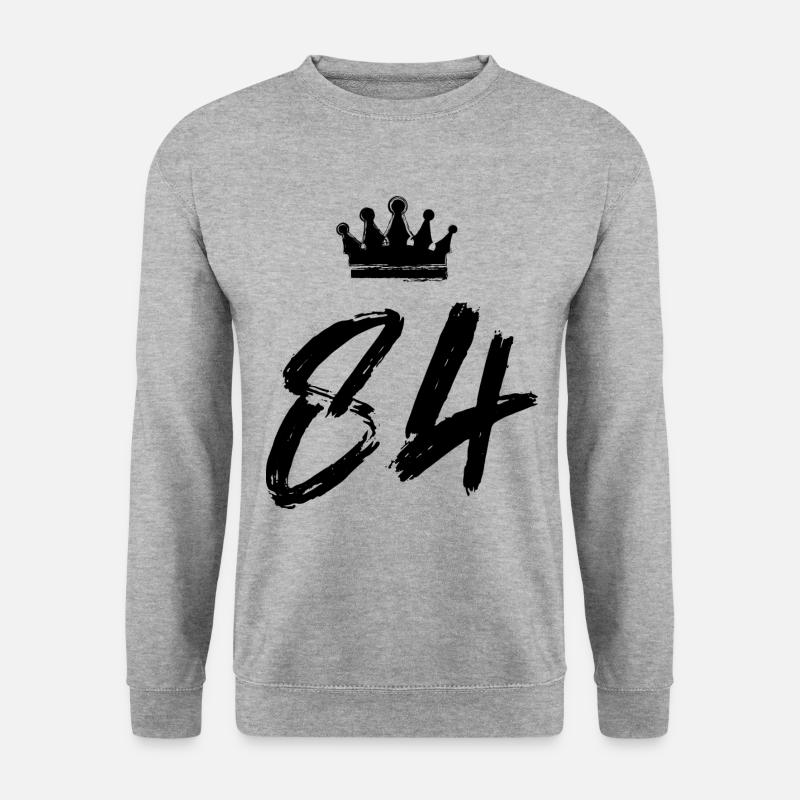 84 Zahl Krone - Unisex Pullover - Weißgrau meliert