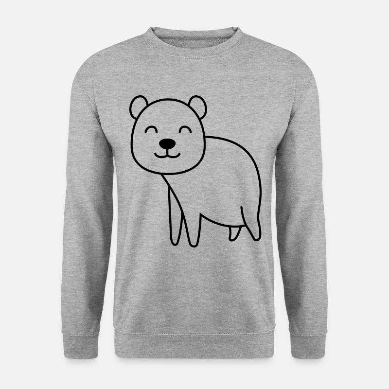 Bär Comic - Unisex Pullover - Weißgrau meliert