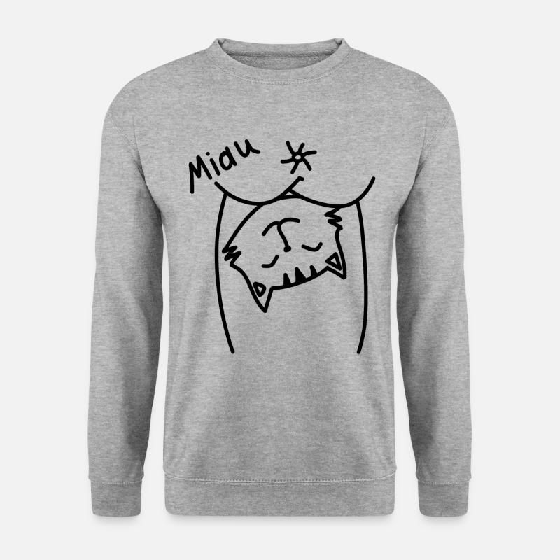 Miau - Unisex Pullover - Weißgrau meliert