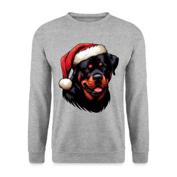 Rottweiler As Santa Claus - Unisex Sweatshirt - salt & pepper - Front - Alina (178cm) & Michal (187cm)