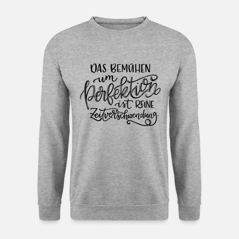 Perfektion und Zeitverschwendung - Unisex Pullover - Weißgrau meliert
