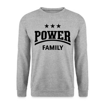 Power Family (Familie / Vater / Mutter / Black) - Unisex Pullover - Weißgrau meliert - Vorne - Alina (178cm) & Michal (187cm)