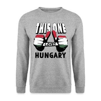 Ungarn Flagge Ungarische Fahne Balaton Hungary - Unisex Pullover - Weißgrau meliert - Vorne - Alina (178cm) & Michal (187cm)