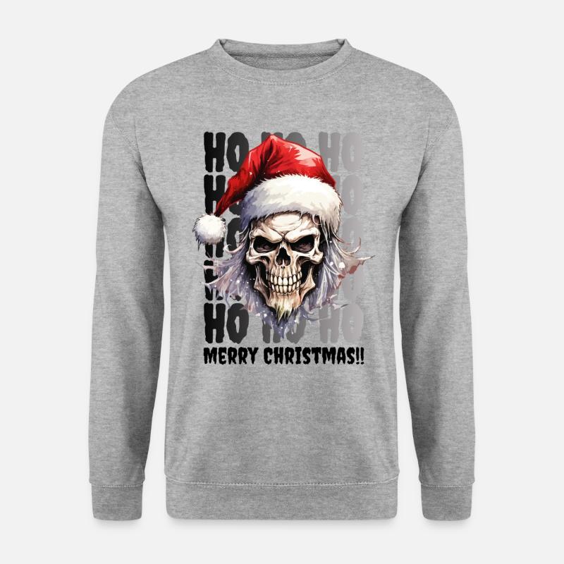 Weihnachten Totenkopf Totenschädel Horror Gruselig - Unisex Pullover - Weißgrau meliert