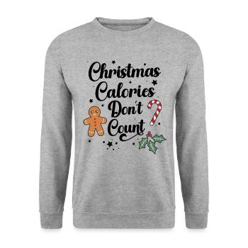 Les calories de Noël ne comptent pas - Sweat-shirt Unisexe - gris chiné - Devant - Alina (178cm) & Michal (187cm)