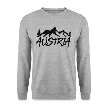 Österreich Heimat Land Berge Tradition Stolz Liebe - Unisex Pullover - Weißgrau meliert - Vorne - Alina (178cm) & Michal (187cm)