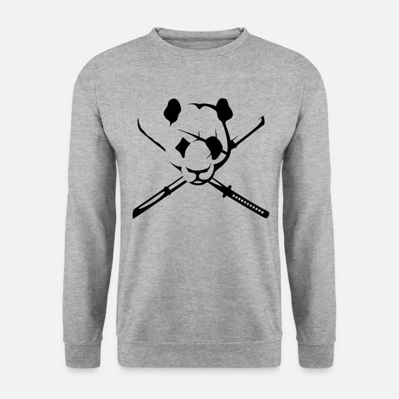 Panda Pirat - Unisex Pullover - Weißgrau meliert