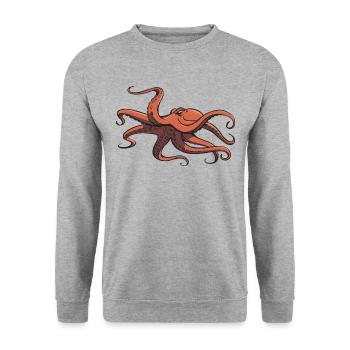 I like octopus - eight tentacles - squid - Unisex Sweatshirt - salt & pepper - Front - Alina (178cm) & Michal (187cm)