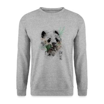 Watercolor Panda Bear - Unisex Sweatshirt - salt & pepper - Front - Alina (178cm) & Michal (187cm)