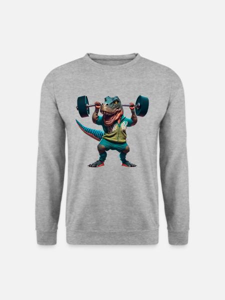 T-Rex Fitness Training Langhantel Bodybuilding - Unisex Pullover - Weißgrau meliert