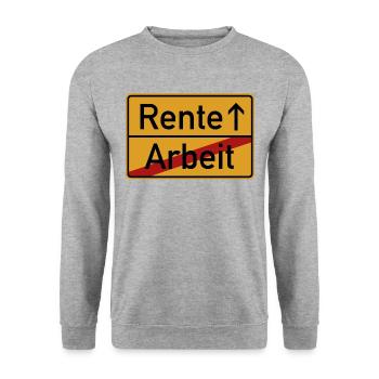Rente - Rentner Ruhestand Pension - Unisex Pullover - Weißgrau meliert - Vorne - Alina (178cm) & Michal (187cm)