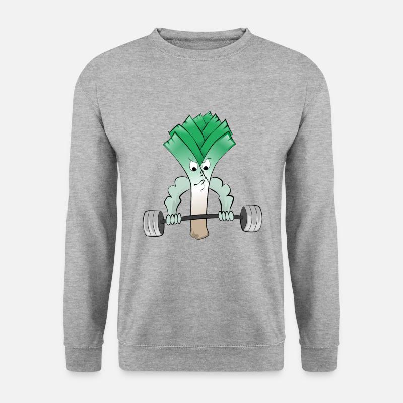 Lauch Fitness Bodybuilder hebt Gewichte - Unisex Pullover - Weißgrau meliert