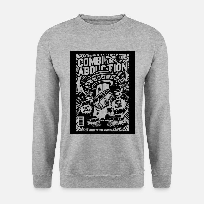 Alien Entführung Comic Ufo fliegende Untertasse - Unisex Pullover - Weißgrau meliert