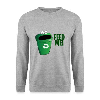 Trash Can Recycling Feed Me Gift - Unisex Sweatshirt - salt & pepper - Front - Alina (178cm) & Michal (187cm)