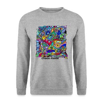 chaos inside - Unisex Pullover - Weißgrau meliert - Vorne - Alina (178cm) & Michal (187cm)