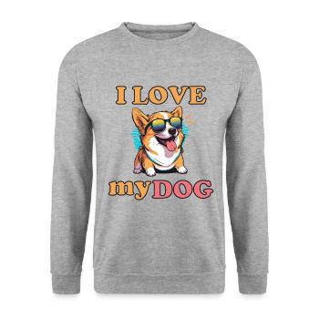 I love my Dog - funny sweet shiba inu - Unisex Sweatshirt - salt & pepper - Front - Alina (178cm) & Michal (187cm)