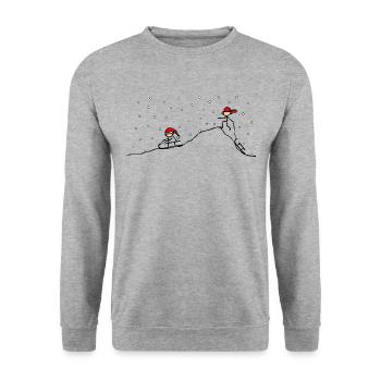 Sledding on the mountain in snow - Unisex Sweatshirt - salt & pepper - Front - Alina (178cm) & Michal (187cm)