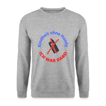 Kindheit ohne Handy 2 - Unisex Pullover - Weißgrau meliert - Vorne - Alina (178cm) & Michal (187cm)