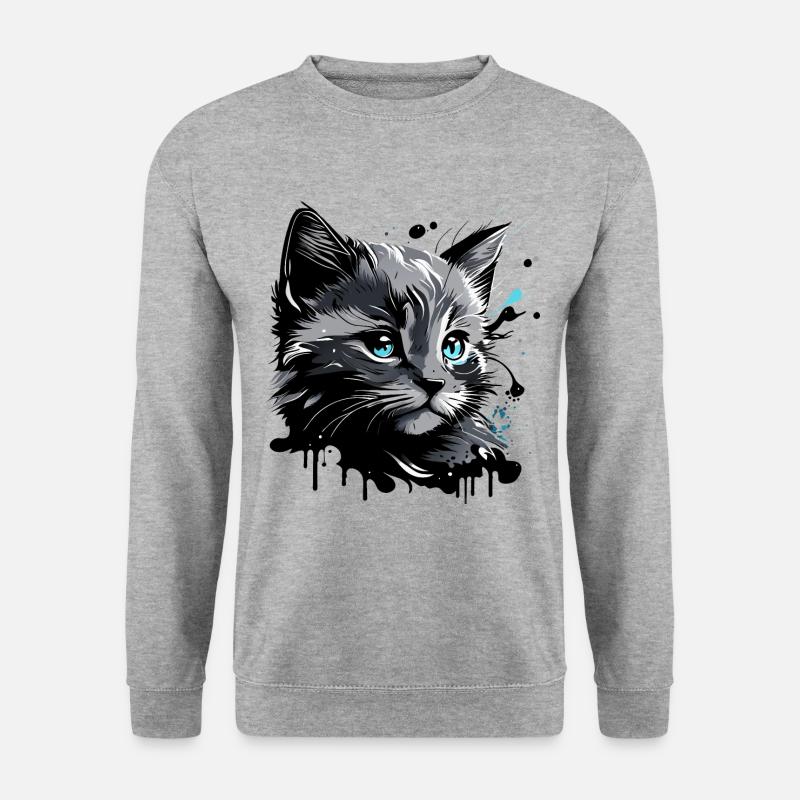 süsses Kätzchen, Katze - Unisex Pullover - Weißgrau meliert