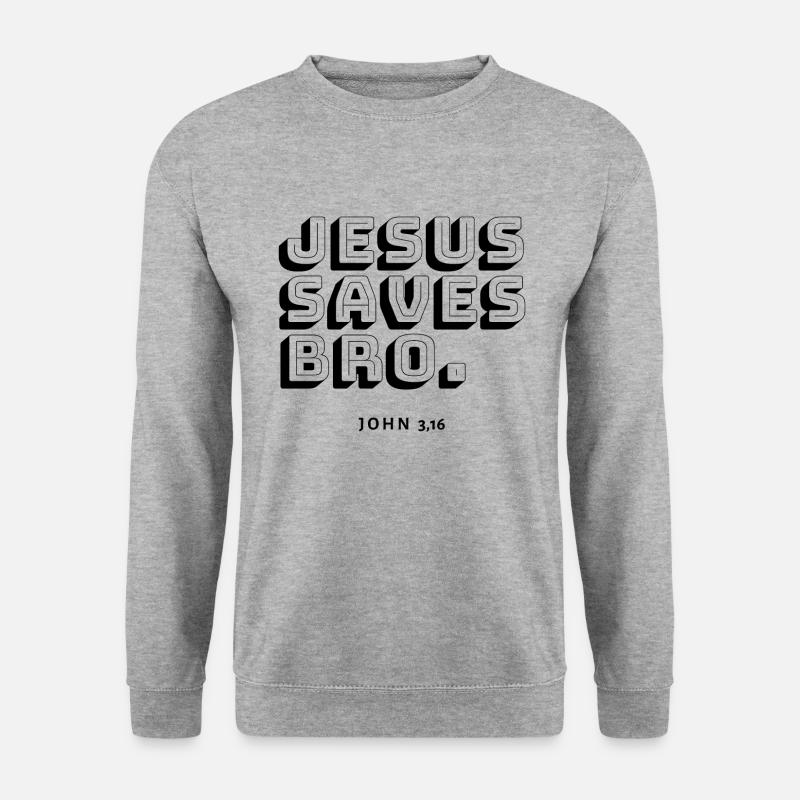jesus saves bro - Unisex Pullover - Weißgrau meliert
