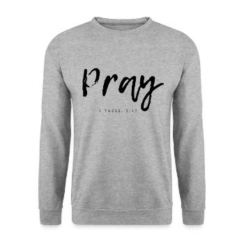 pray - Unisex Pullover - Weißgrau meliert - Vorne - Alina (178cm) & Michal (187cm)