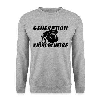 Generation Wählscheibe Festnetz Telefon - Unisex Pullover - Weißgrau meliert - Vorne - Alina (178cm) & Michal (187cm)