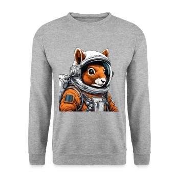 Squirrel Astronaut - Unisex Sweatshirt - salt & pepper - Front - Alina (178cm) & Michal (187cm)