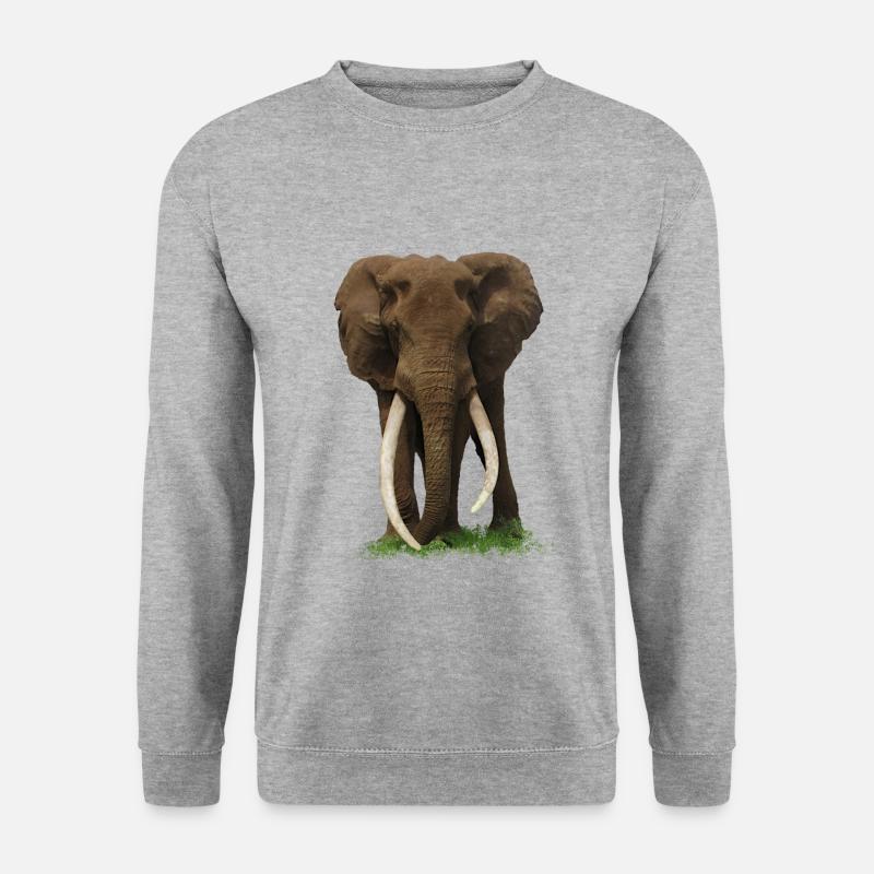 Elefant - Kenia - Afrika - Unisex Pullover - Weißgrau meliert