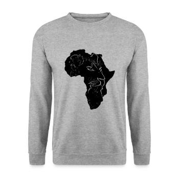 Africa Lion - Big Cat - Kenya - Cat - Unisex Sweatshirt - salt & pepper - Front - Alina (178cm) & Michal (187cm)