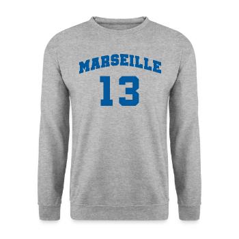 Marseille 13 - Unisex Sweatshirt - salt & pepper - Front - Alina (178cm) & Michal (187cm)